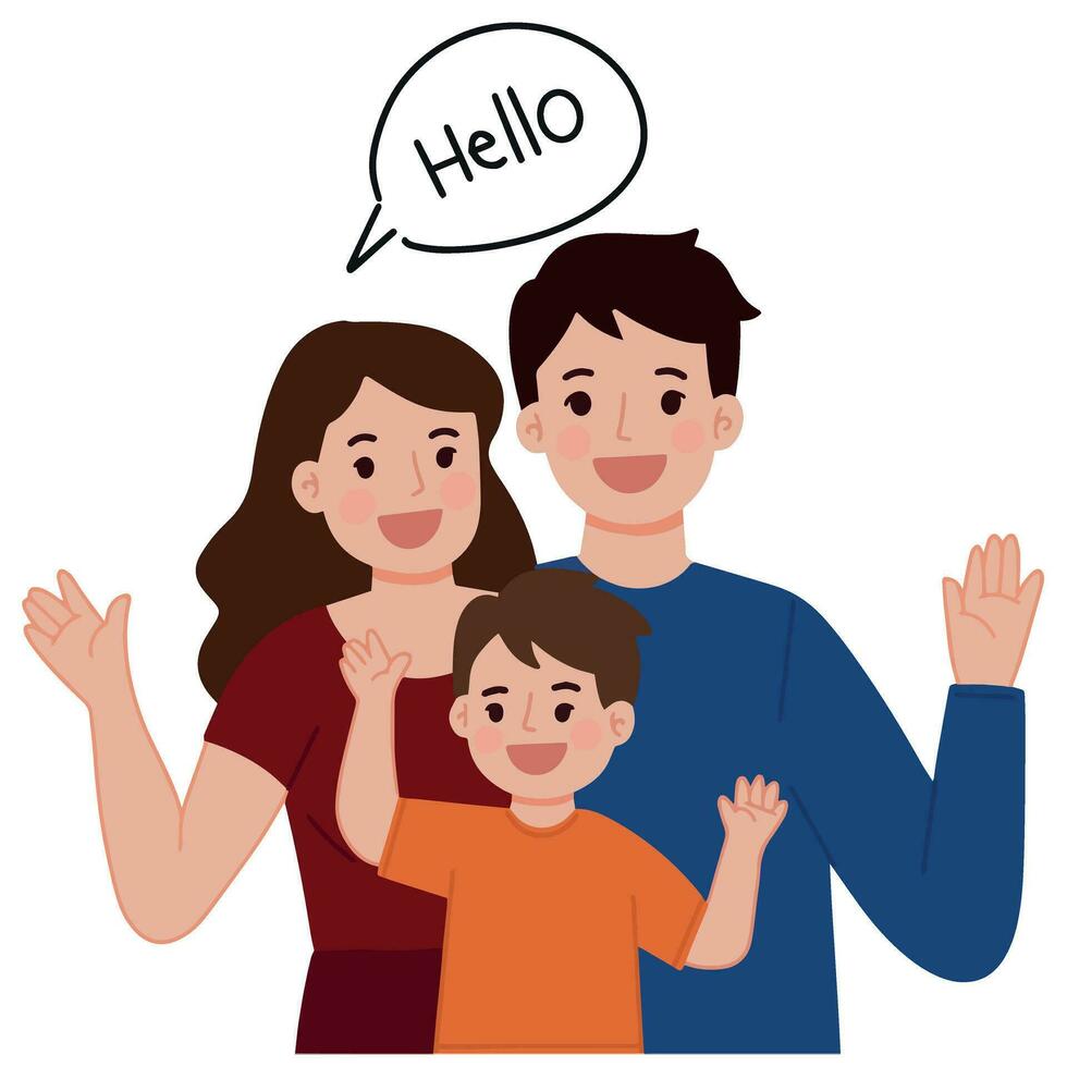retrato vetor desenho animado feliz família mãe Papai e filho ilustração