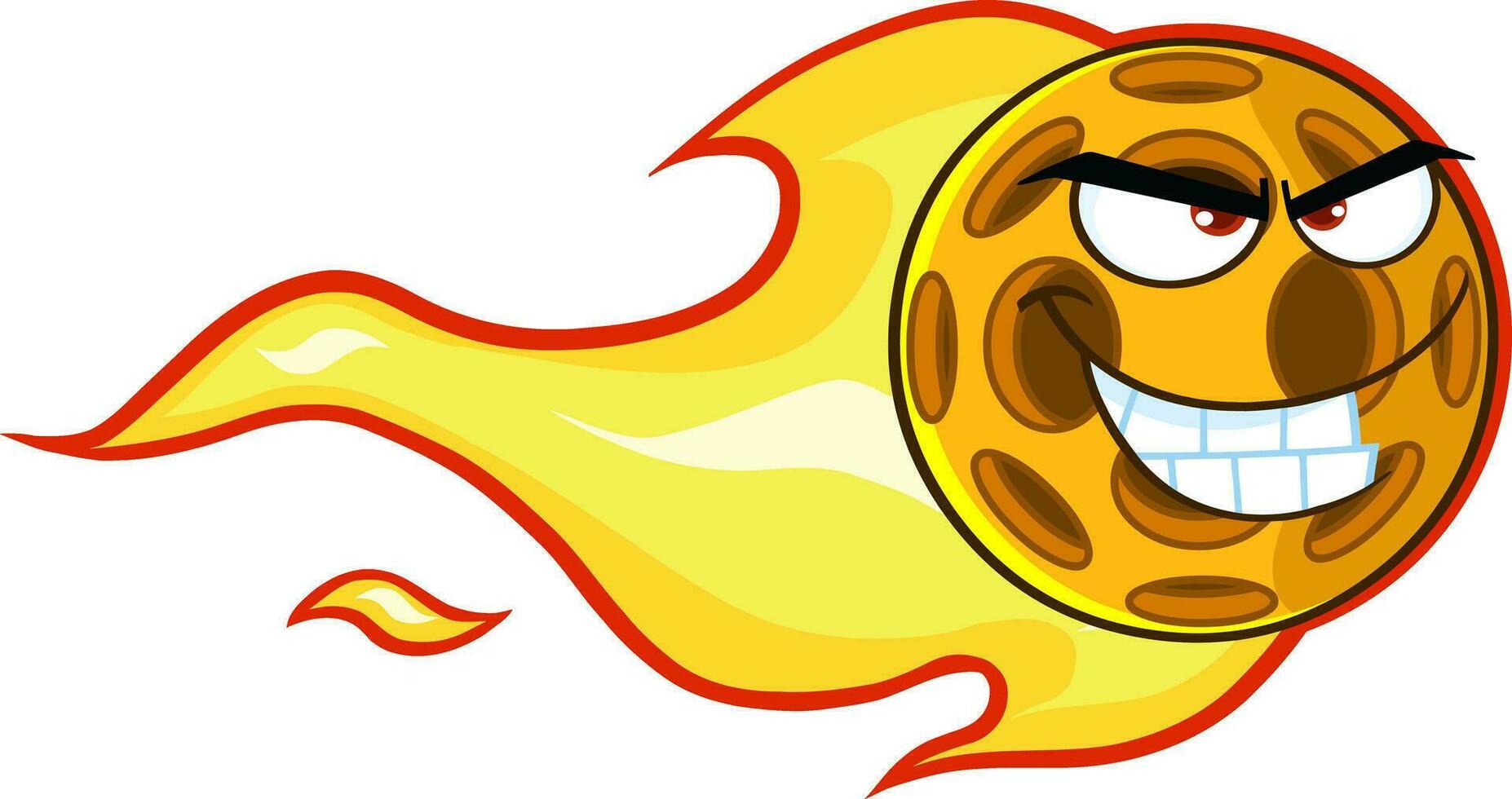 pickleball bola desenho animado personagem com uma trilha do chamas. vetor mão desenhado ilustração