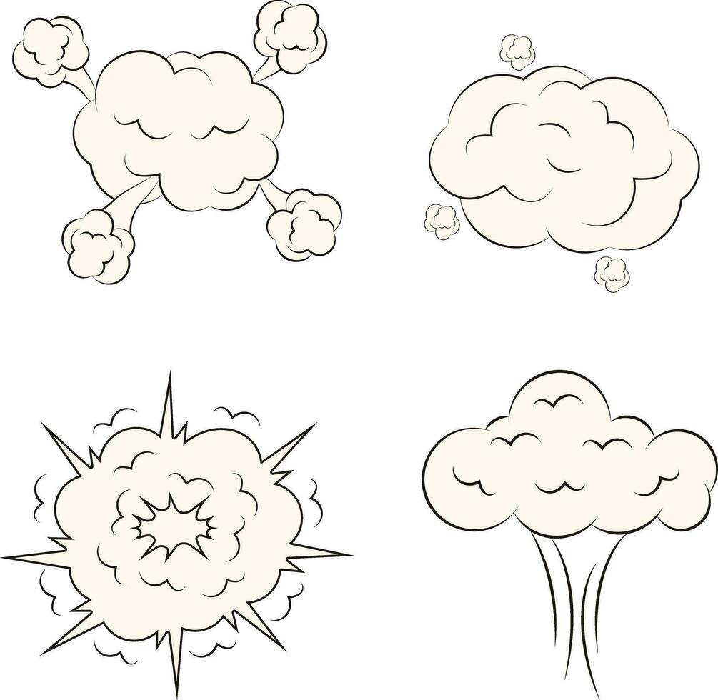 histórias em quadrinhos explosão nuvens elementos definir. isolado vetor
