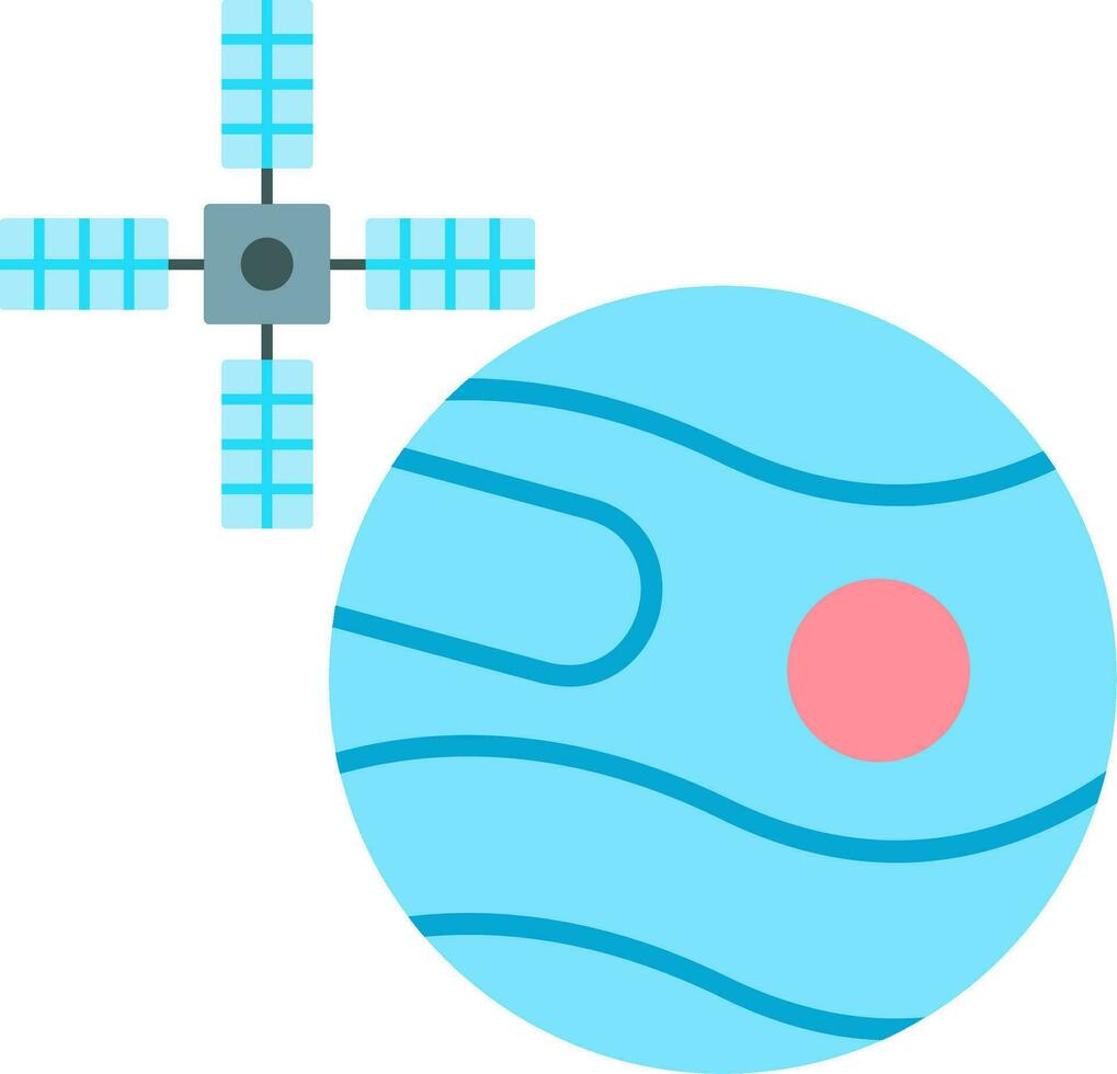Urano com satélite plano ícone vetor