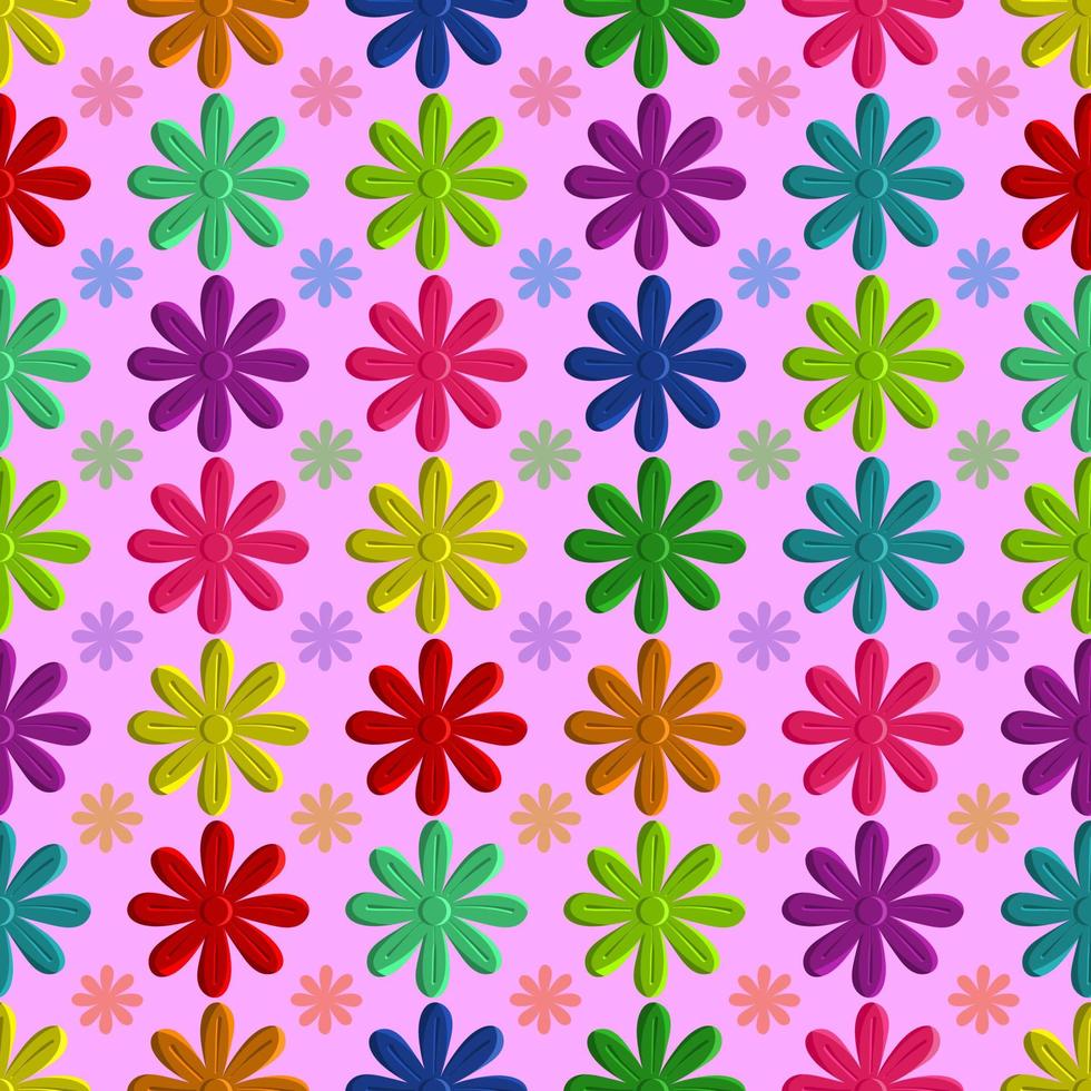 Fundo de textura floral colorida 3D com padrão sem emenda, ilustração vetorial vetor