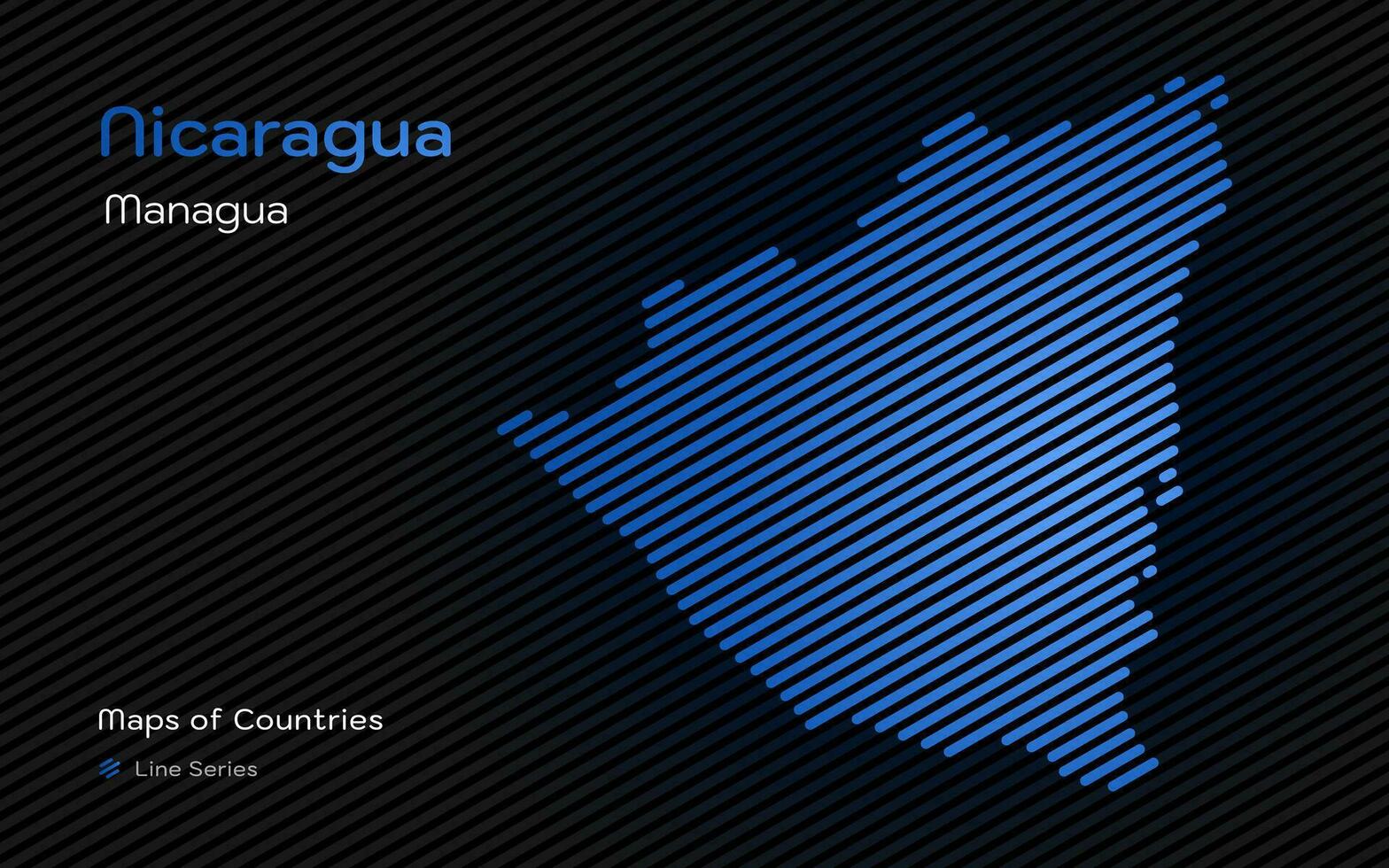 Nicarágua mapa dentro uma linha padronizar. estilizado simples vetor mapa