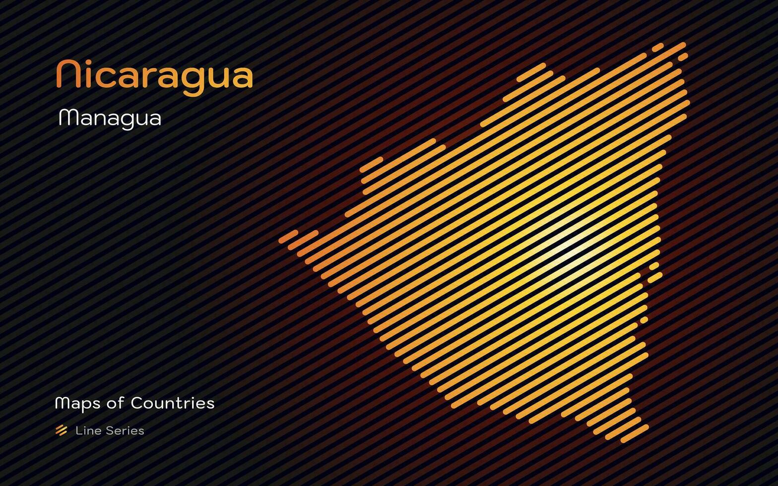 Nicarágua mapa dentro uma linha padronizar. estilizado simples vetor mapa