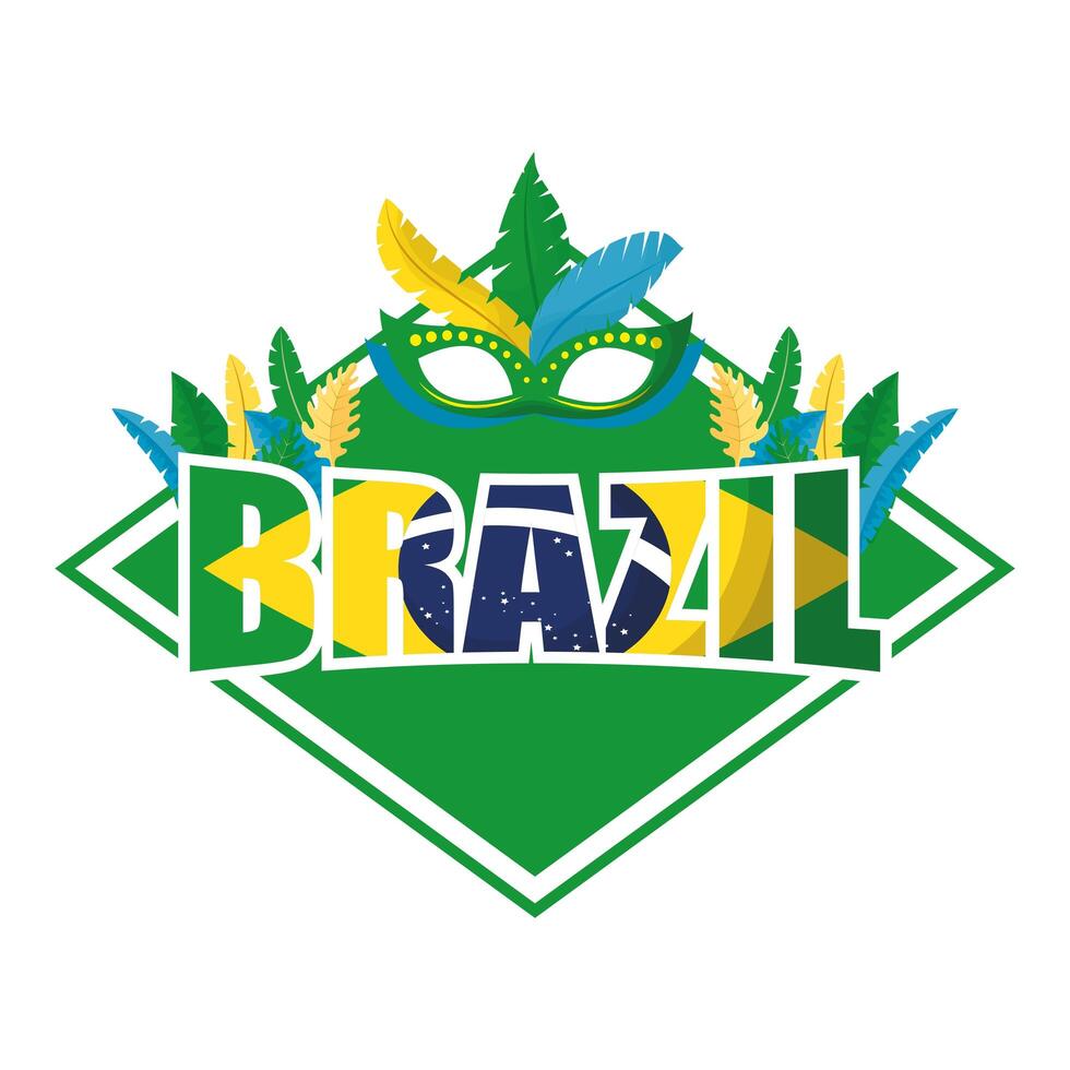 pôster do carnaval do brasil com letras e máscara vetor