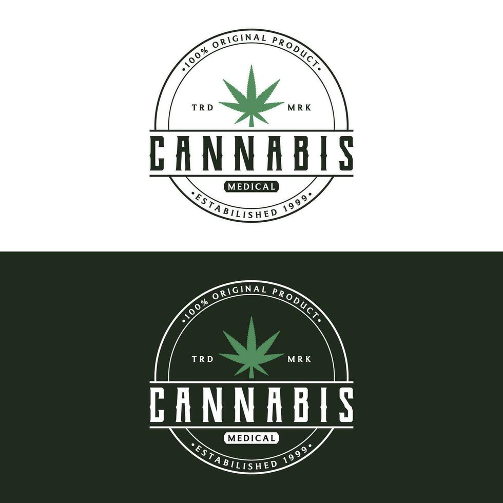 Prêmio qualidade cannabis orgânico plantar logotipo retro vintage modelo Projeto. vetor