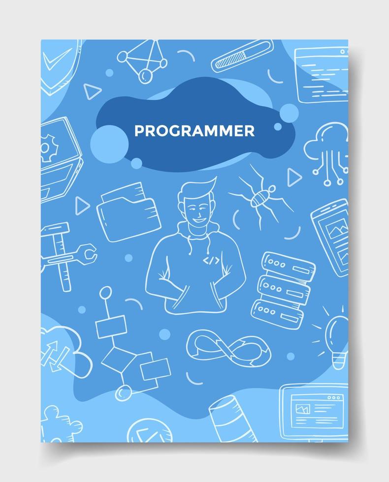 programador empregos carreira ou profissão com estilo doodle vetor