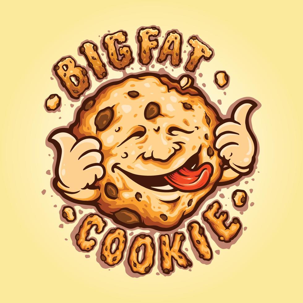 biscoitos biscoito grande e gordo mascote de chocolate vetor