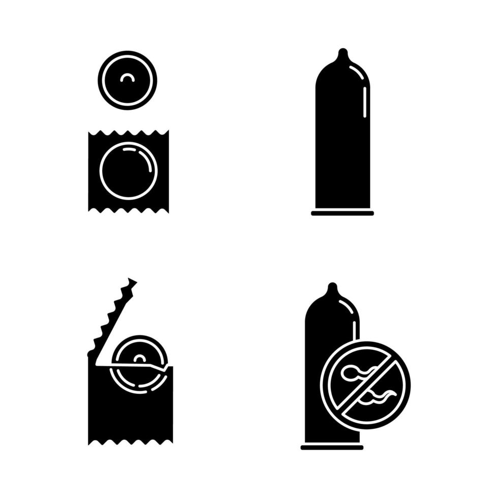conjunto de ícones de glifo anticoncepcional vetor