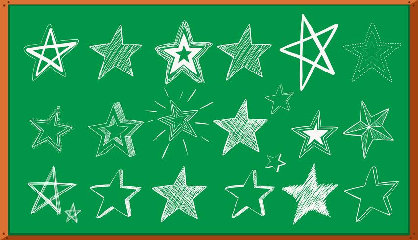 Desenhos diferentes doodle de estrelas a bordo vetor