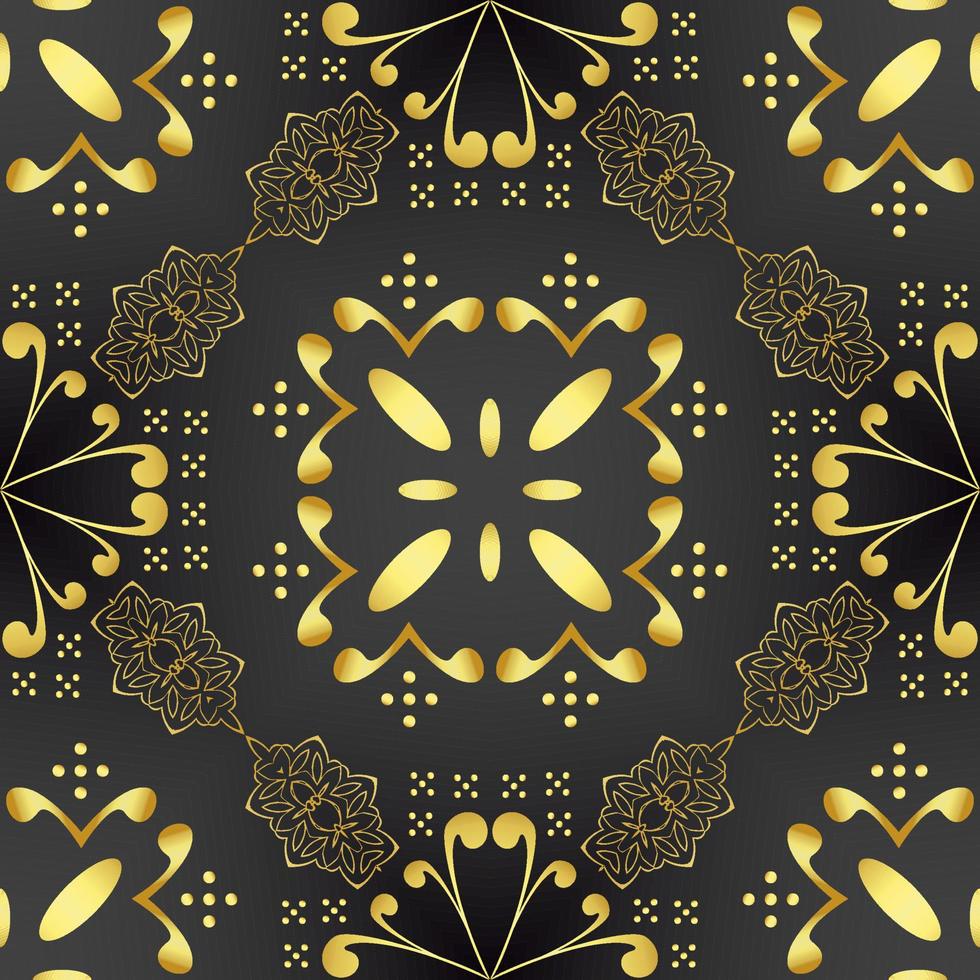 esta é uma textura floral escura com um padrão de orifícios dourados no estilo art déco vetor
