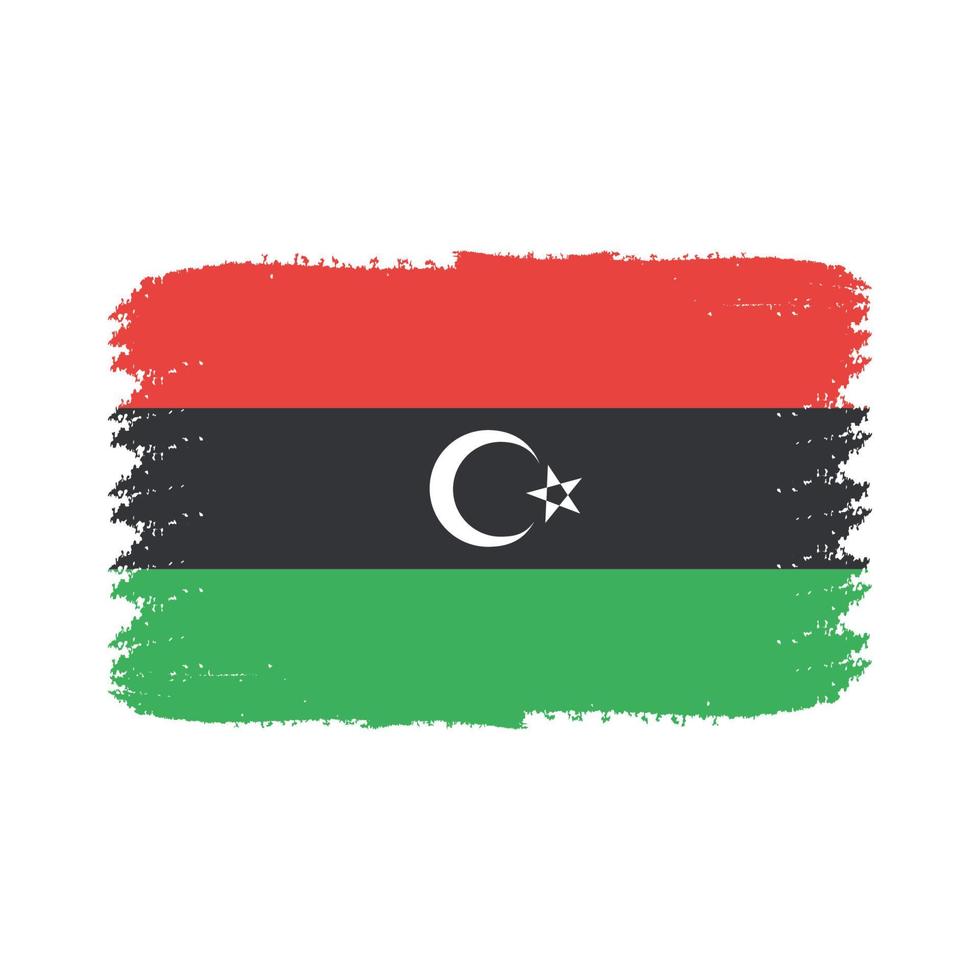 Vetor de bandeira da Líbia com pincel estilo aquarela