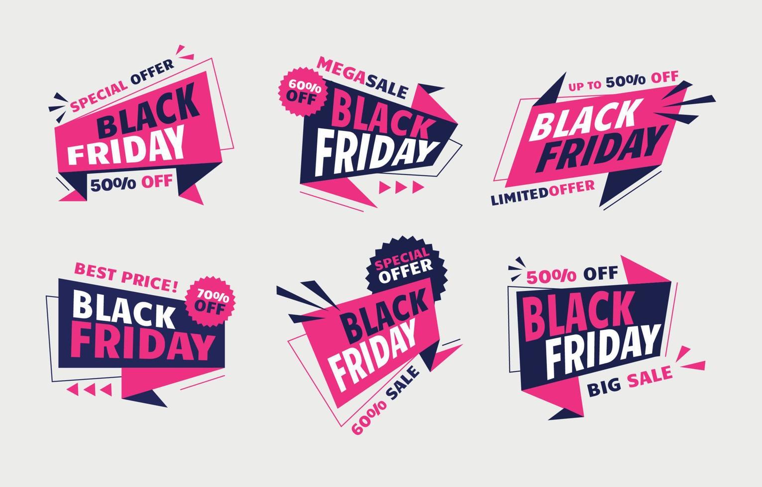 coleção de adesivos black friday vetor