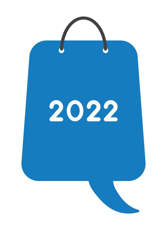 conceito de vetor de ano novo 2022, balão de fala de sacola de compras