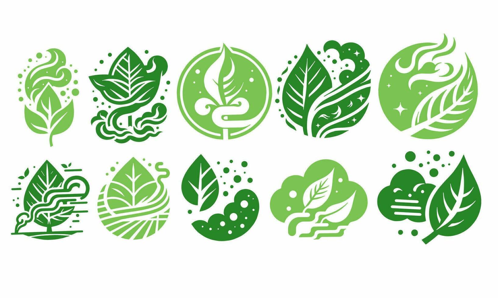 ícone conjunto logotipo do verde folha dentro vetor formato