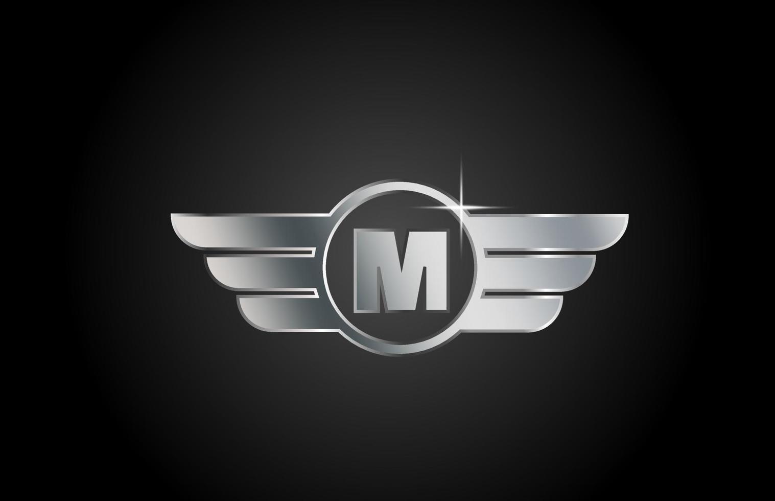 Ícone do logotipo da letra do alfabeto m para negócios e empresa com design de asas vetor