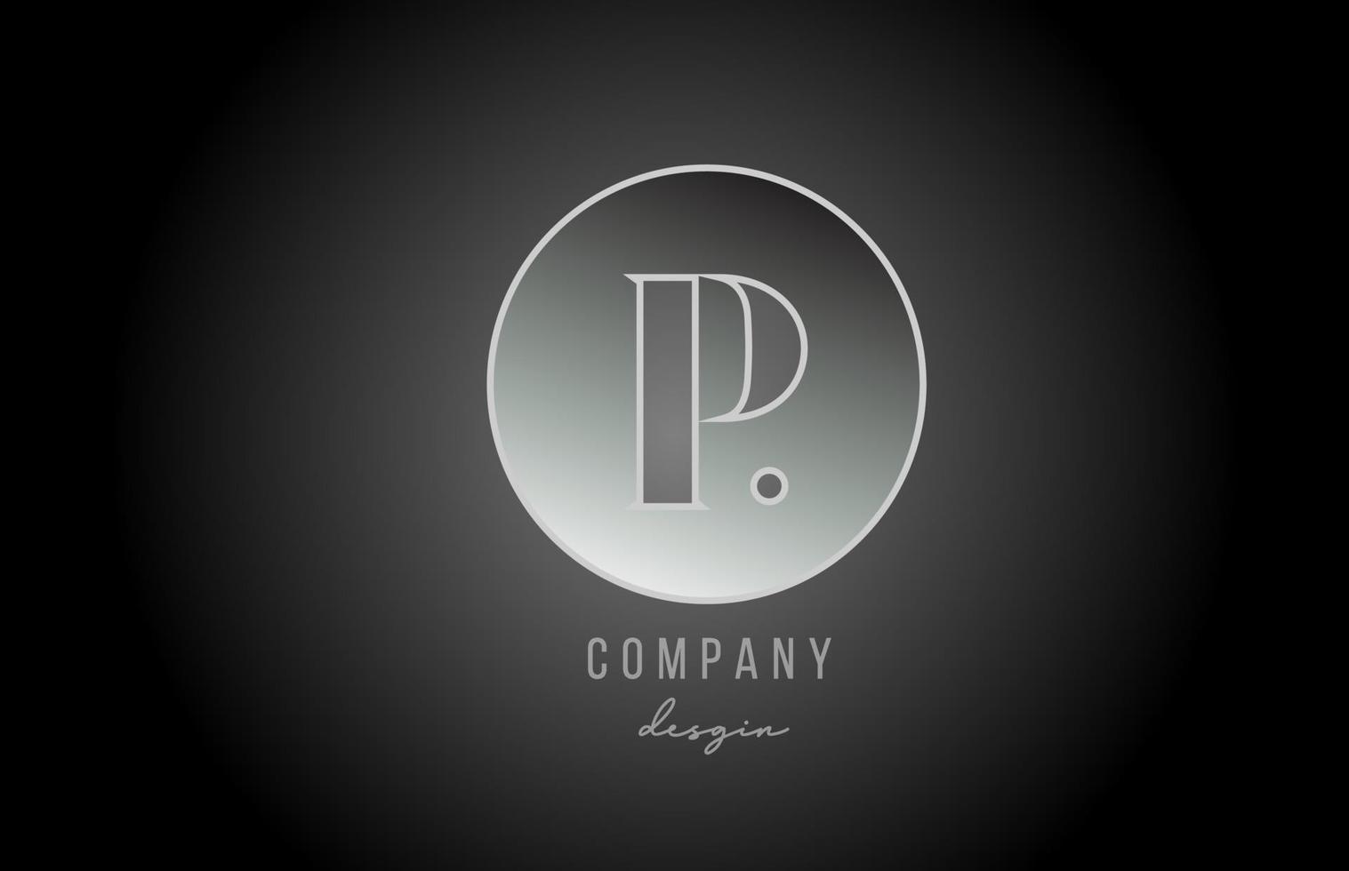 cinza prata metal p alfabeto letra logo ícone design para empresa e negócios vetor