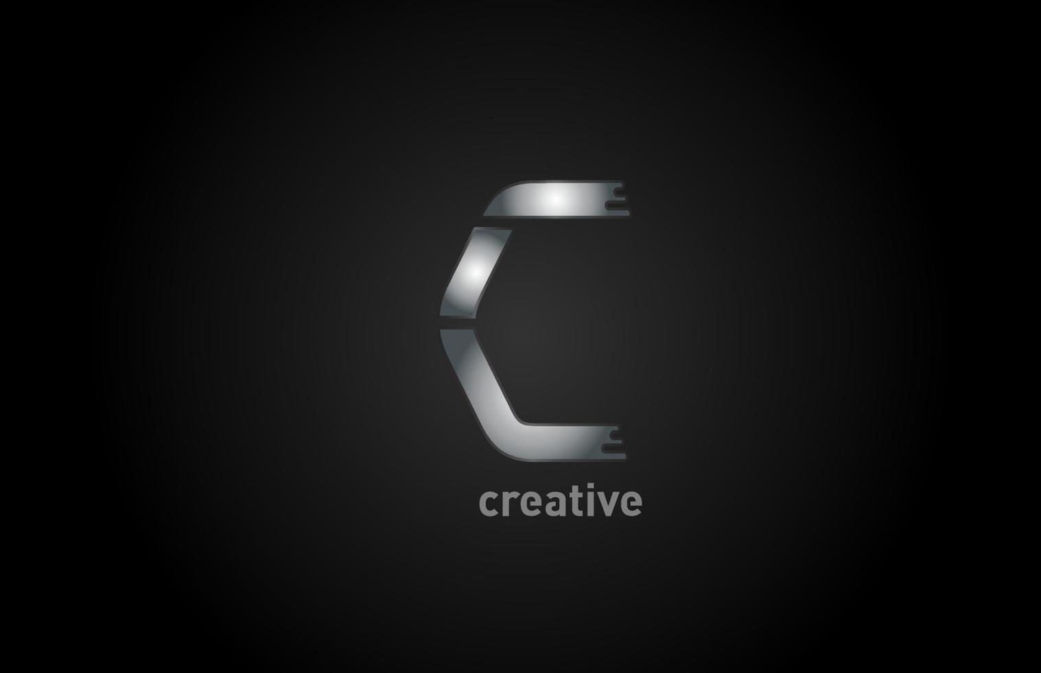 c ícone de design de logotipo de metal prata alfabeto letra para empresa e negócios vetor