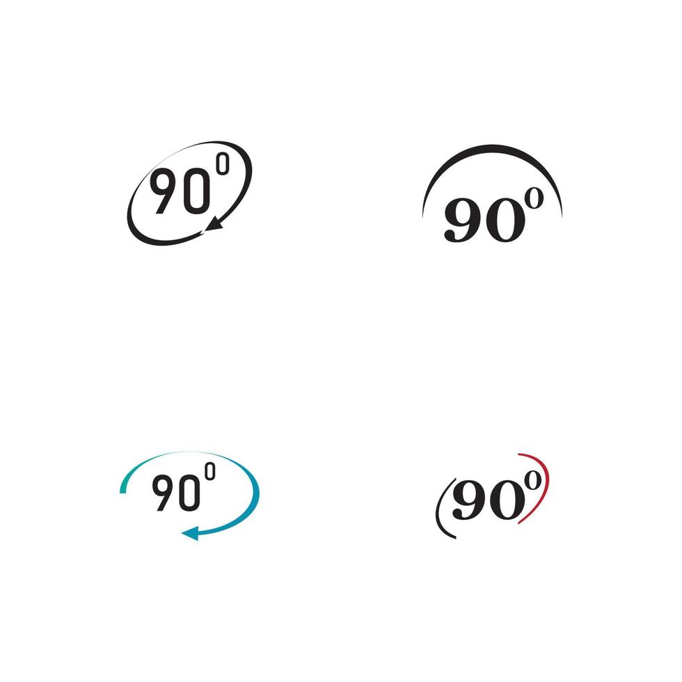 ícone de sinal de ângulo 90 graus. símbolo de matemática de geometria. ângulo certo. ícone plano clássico. círculos coloridos. vetor