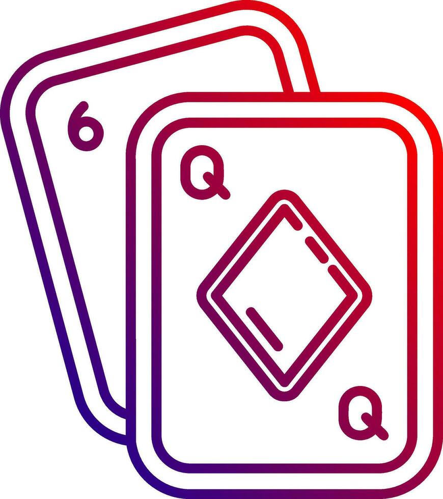 pôquer linha gradiente ícone vetor