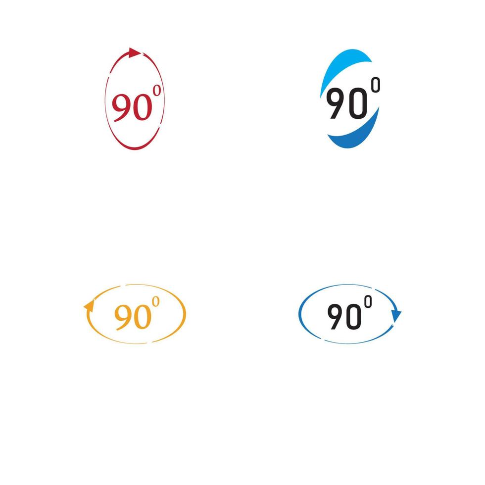 ícone de sinal de ângulo 90 graus. símbolo de matemática de geometria. ângulo certo. ícone plano clássico. círculos coloridos. vetor