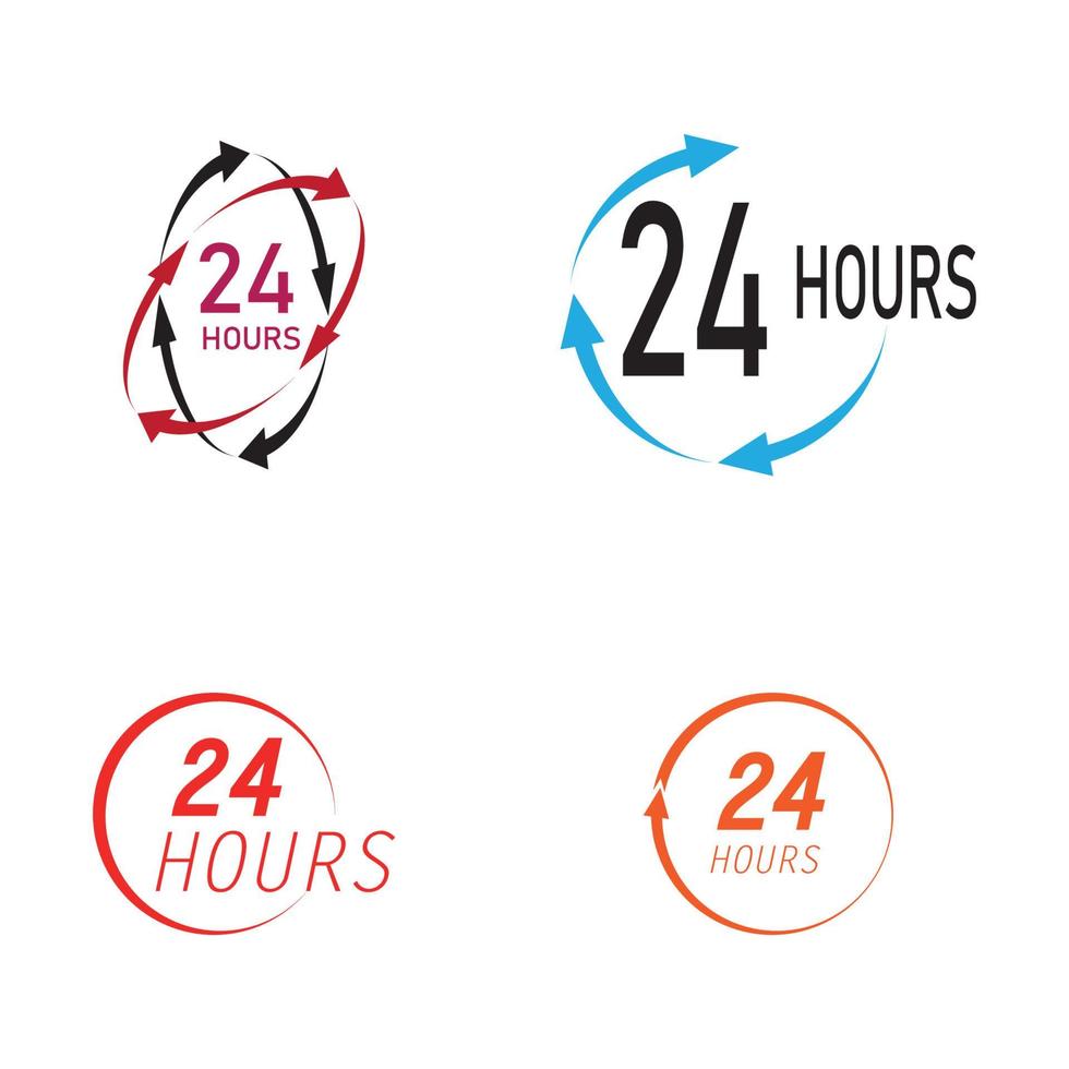 Modelo de design de ilustração vetorial de logotipo 24 horas vetor