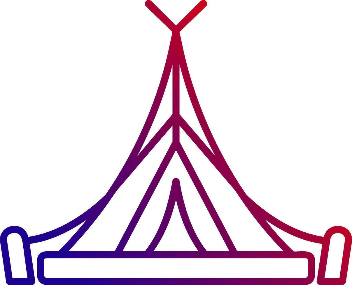 ícone de gradiente de linha de tenda vetor