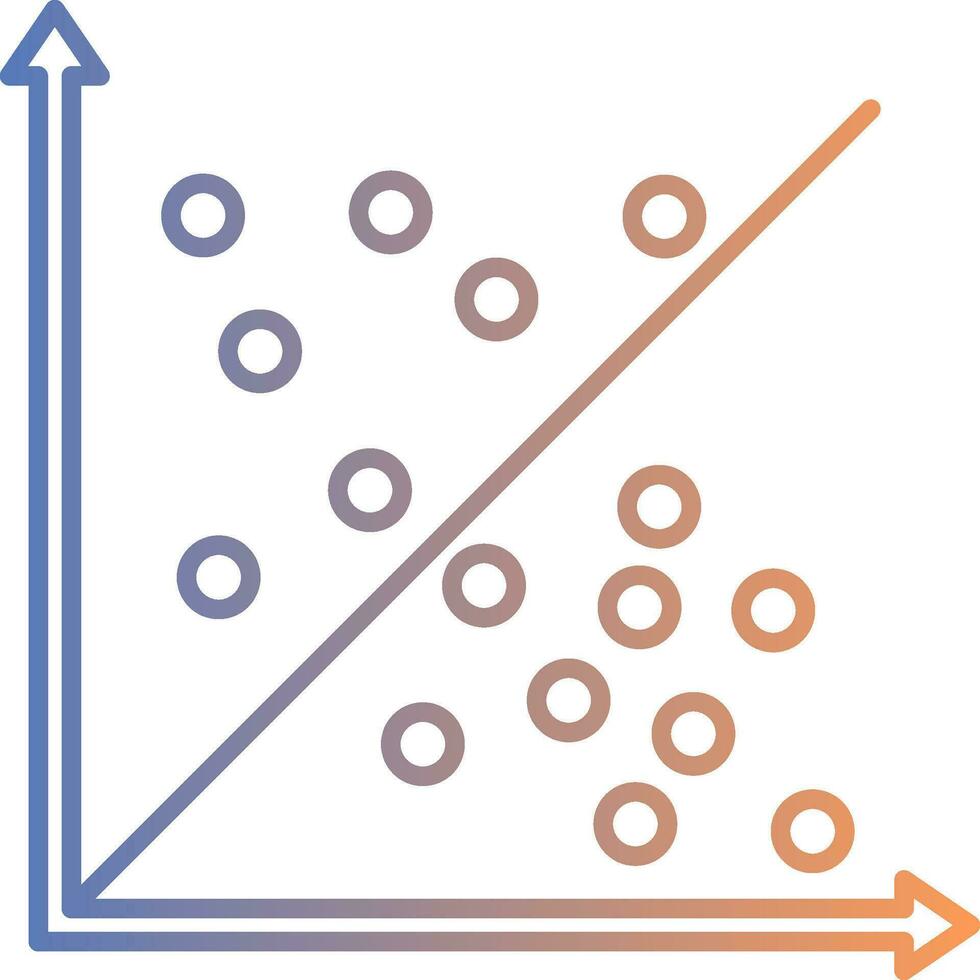 ícone de gradiente de linha de gráfico de dispersão vetor