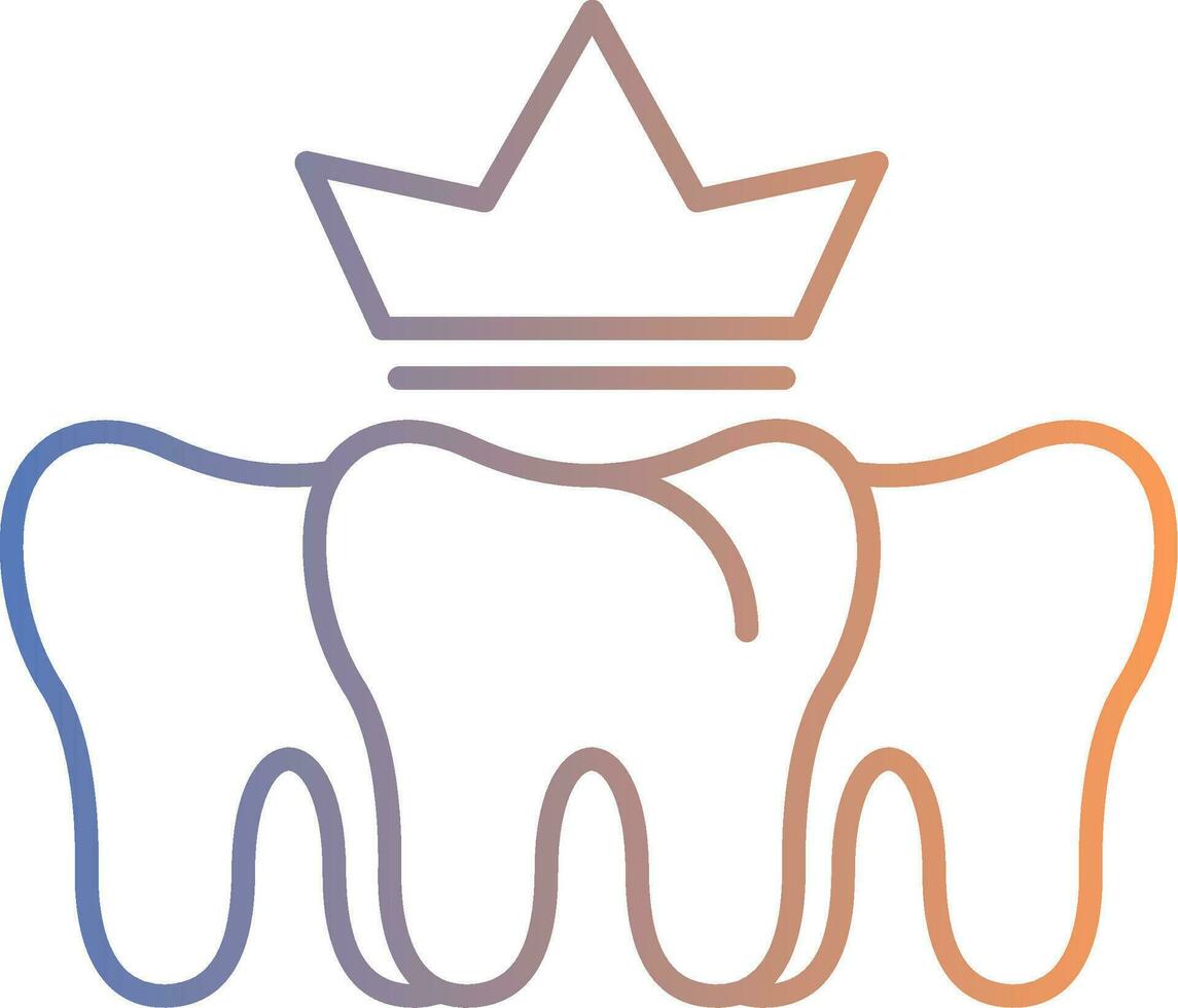 ícone de gradiente de linha de coroa dentária vetor