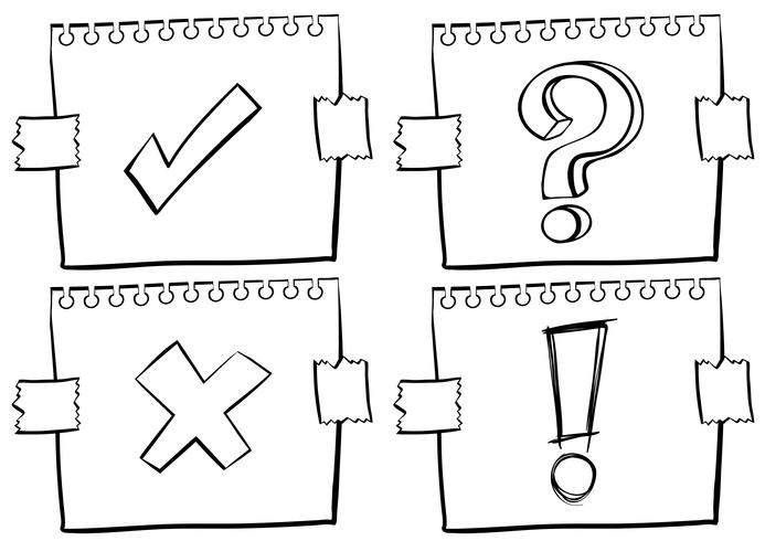 Quatro sinais diferentes no papel vetor