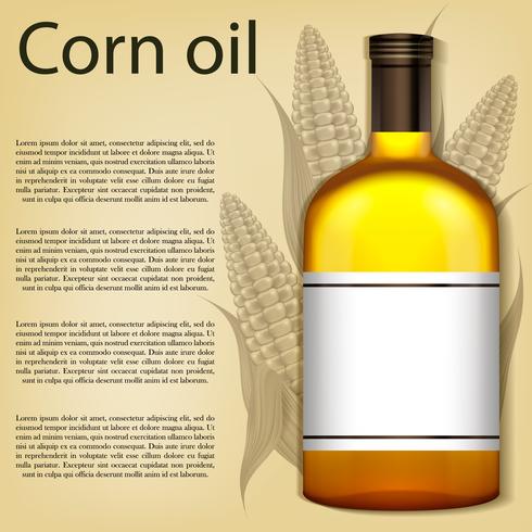 Uma garrafa realista de óleo de milho. Ilustração vetorial vetor
