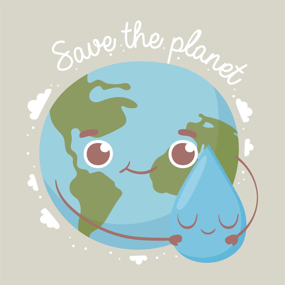mundo fofo, salve o planeta vetor
