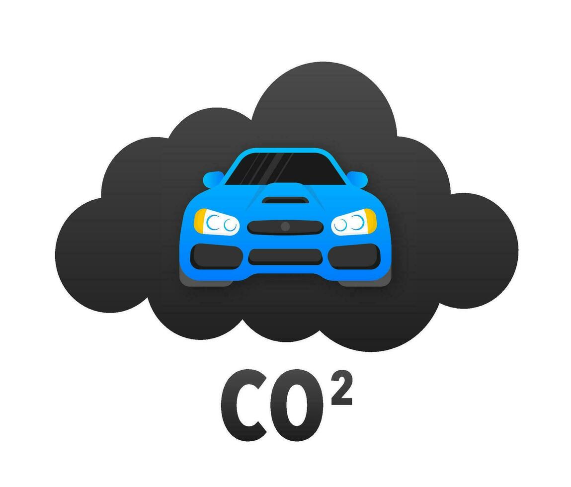 co2 emissões ícone. carbono dióxido. carro co2 nuvem. vetor