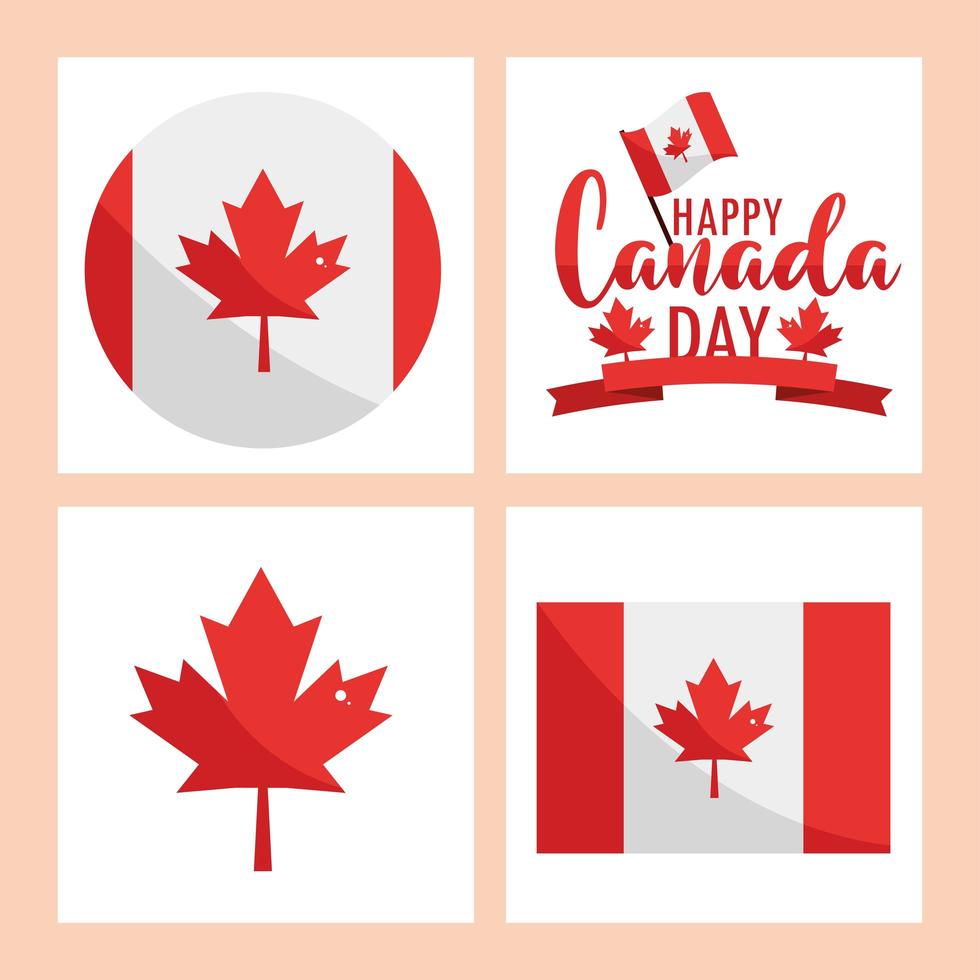 coleção feliz dia canadense vetor