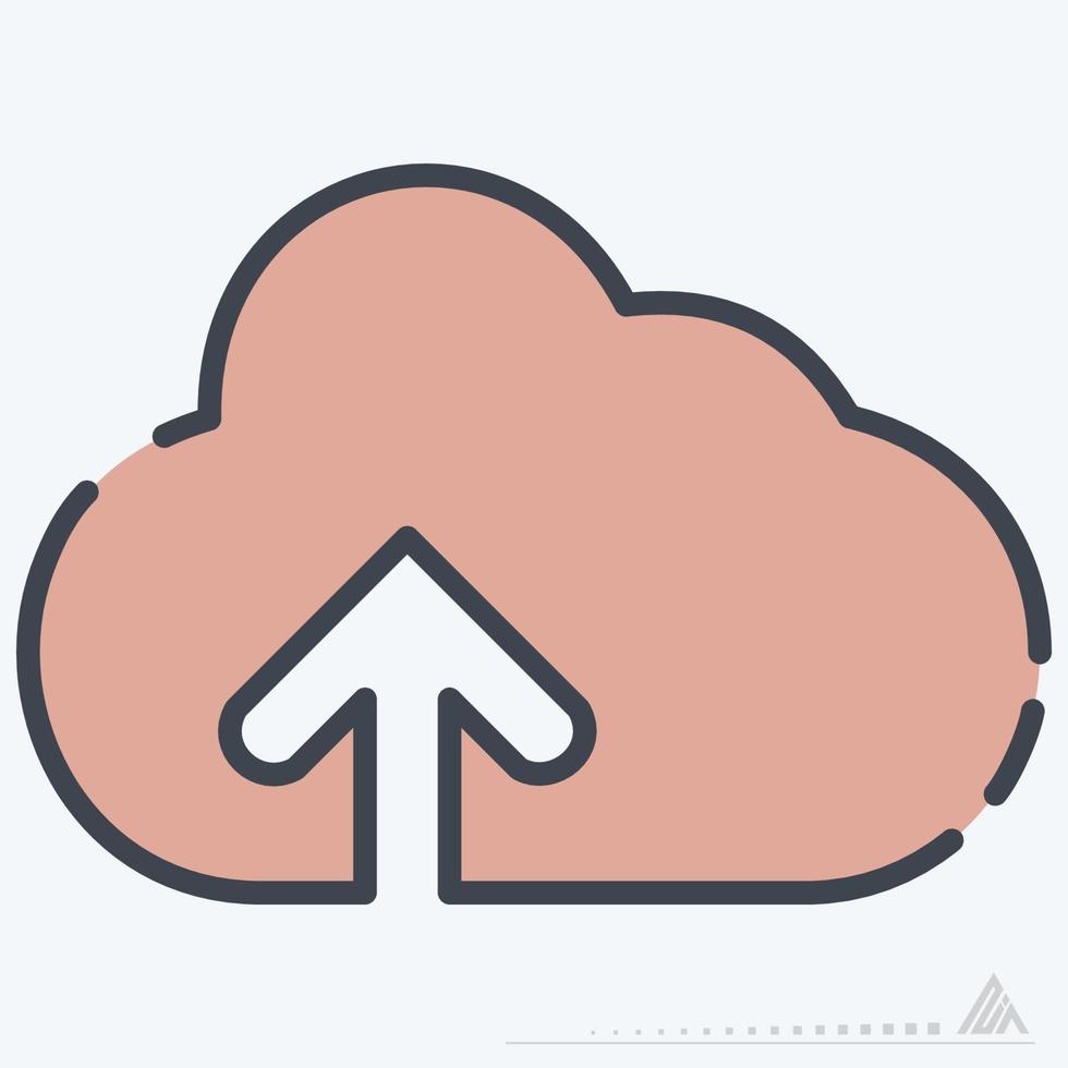 vetor de ícone de nuvem com seta para cima, versão 2 - estilo de corte de linha