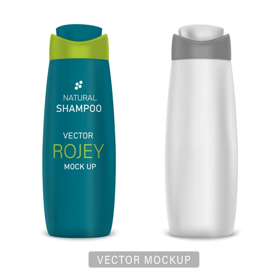 frasco de plástico brilhante para shampoo, gel de banho, loção, leite corporal vetor