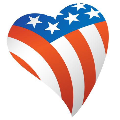 Patriotic American Flag USA Ilustração em vetor de coração