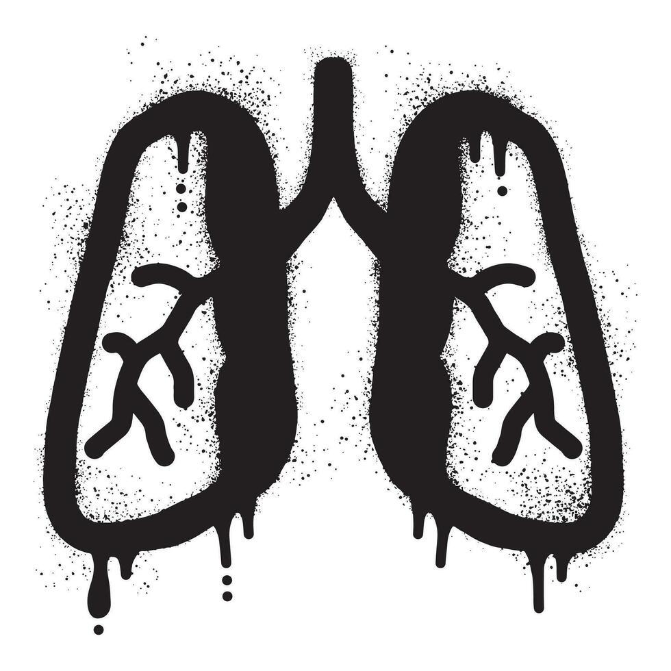 pulmão grafite ilustração desenhado com Preto spray pintura vetor