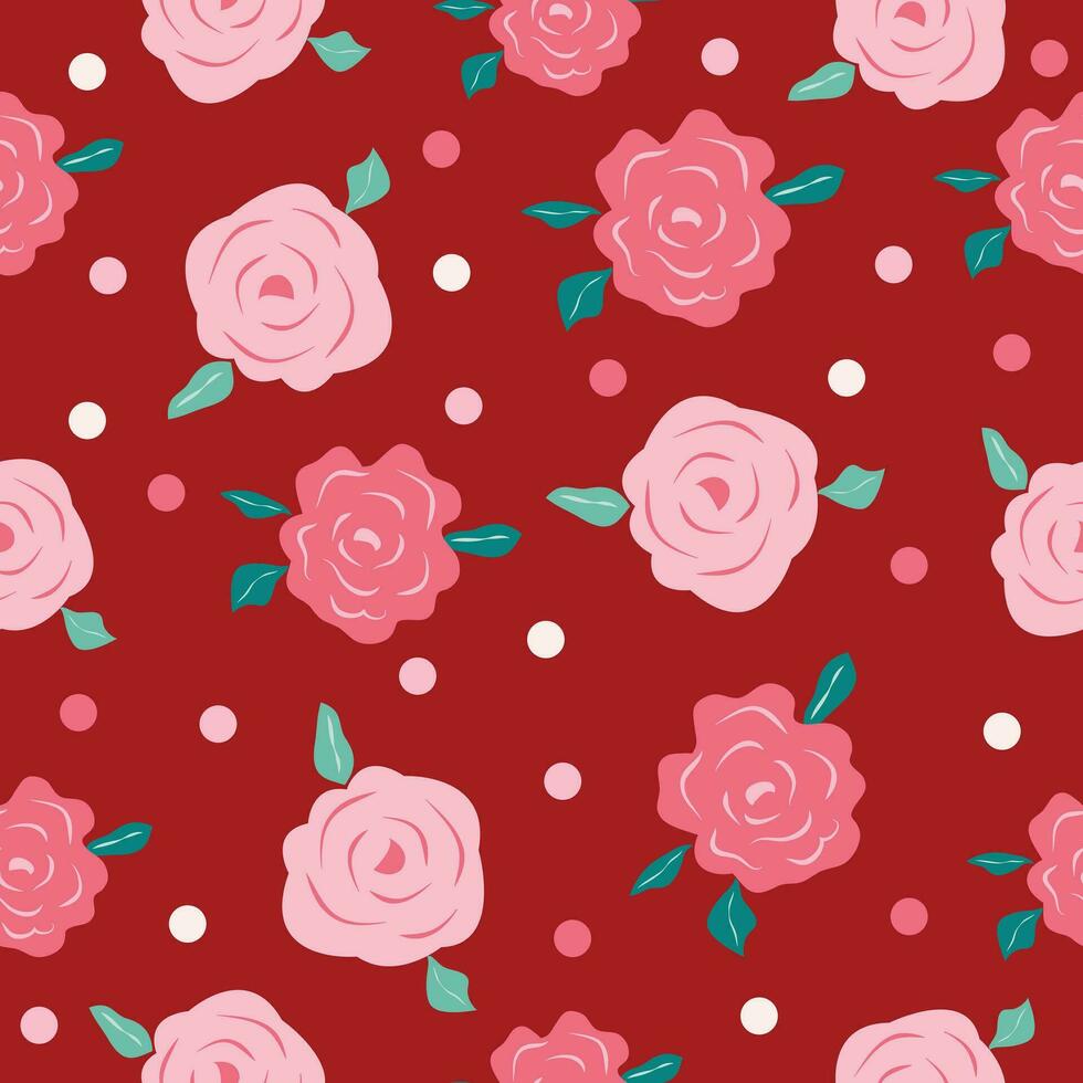 fofa Rosa vermelho rosas desatado padronizar ou fundo vetor ilustração