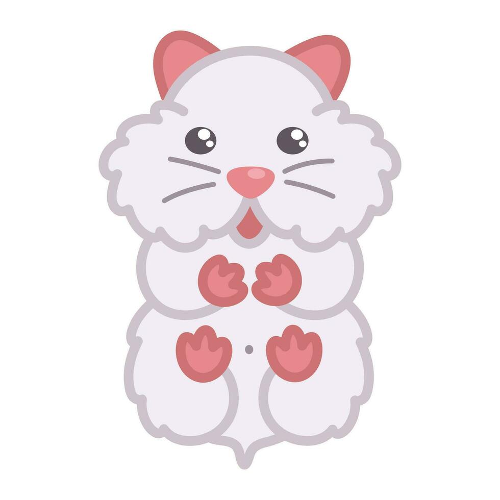 branco hamster deitado fofa desenho animado rabisco ilustração. feliz animal. vetor