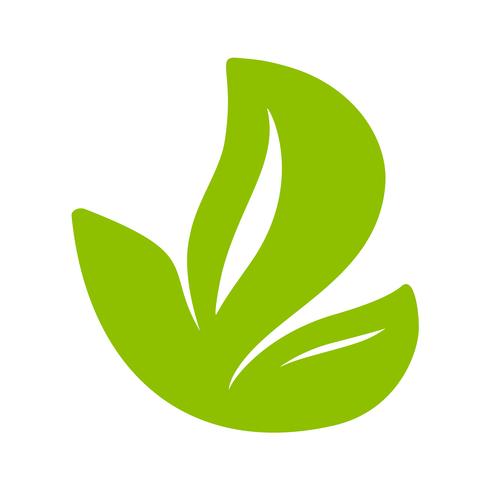 Logotipo da folha verde do chá. Ecologia natureza elemento vetor ícone plana. Caligrafia bio bio vegano mão ilustrações desenhadas