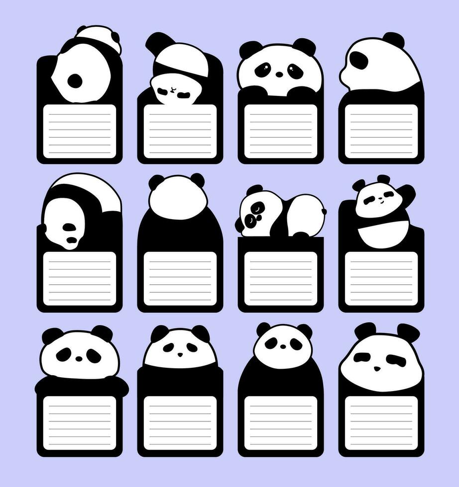 Nota e memorando do panda personagem vetor