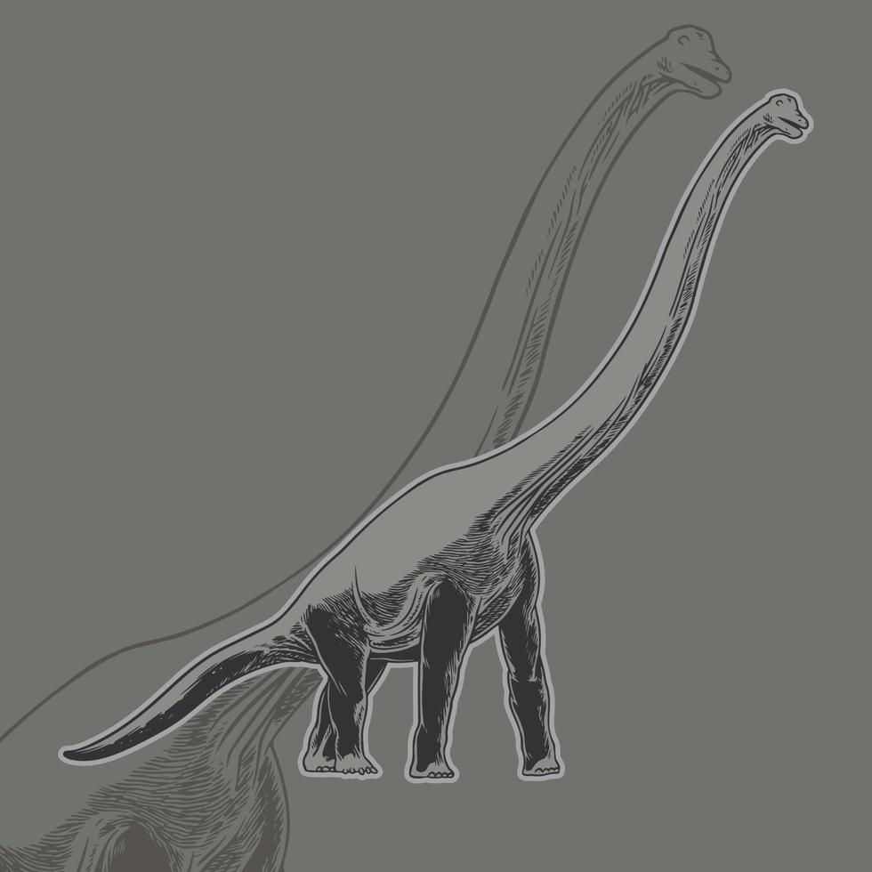 ilustração em vetor brontossauro de dinossauros desenhados à mão