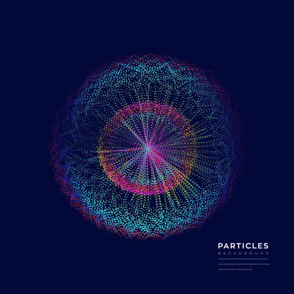 partícula abstrata de fundo com retina, elemento gráfico de onda, tecnologia e ilustração vetorial de big data. vetor