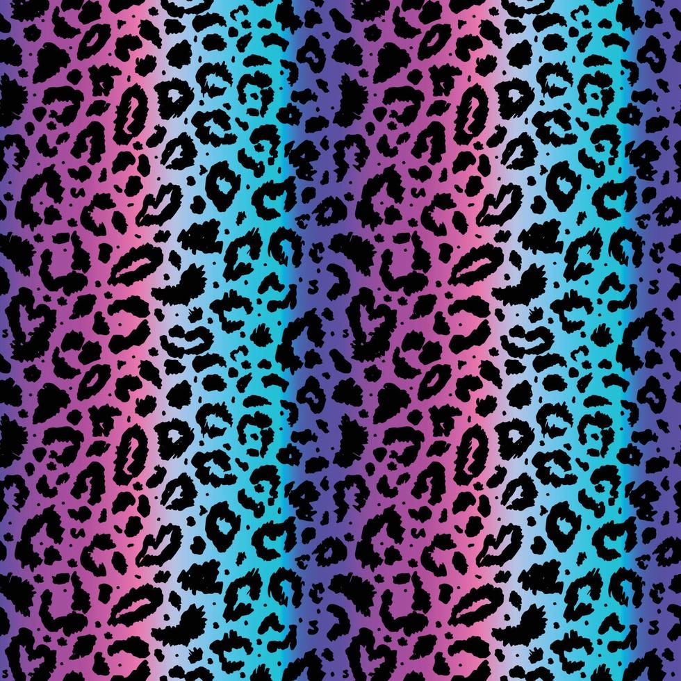 padrão sem emenda de vetor com estampa de leopardo colorida. Estampa de animal. impressão de chita em fundo de néon.