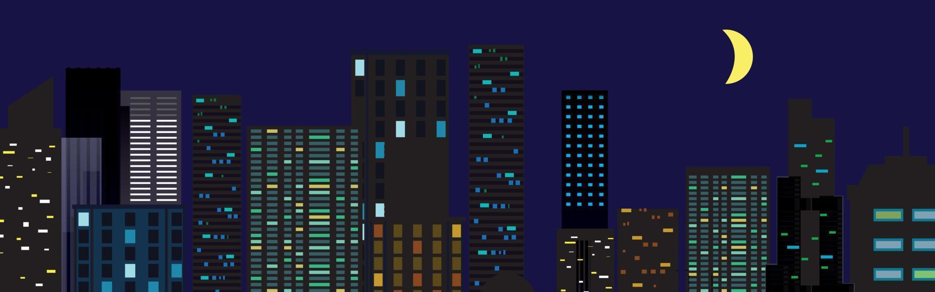 ilustração em vetor cidade à noite. paisagem urbana escura. paisagem urbana à noite em estilo simples, abstrato.