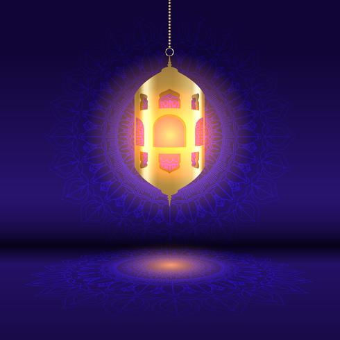 Fundo de Ramadã com lanterna de suspensão no design de mandala vetor