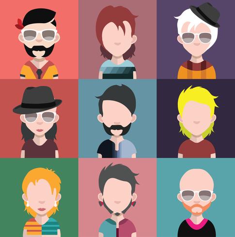Conjunto de ícones de pessoas com rostos vetor