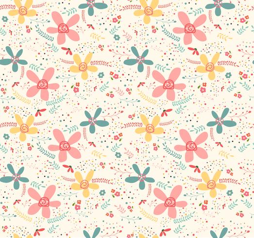 Doodle bonito tropical flor infinita sem costura pastel ornamento vetor