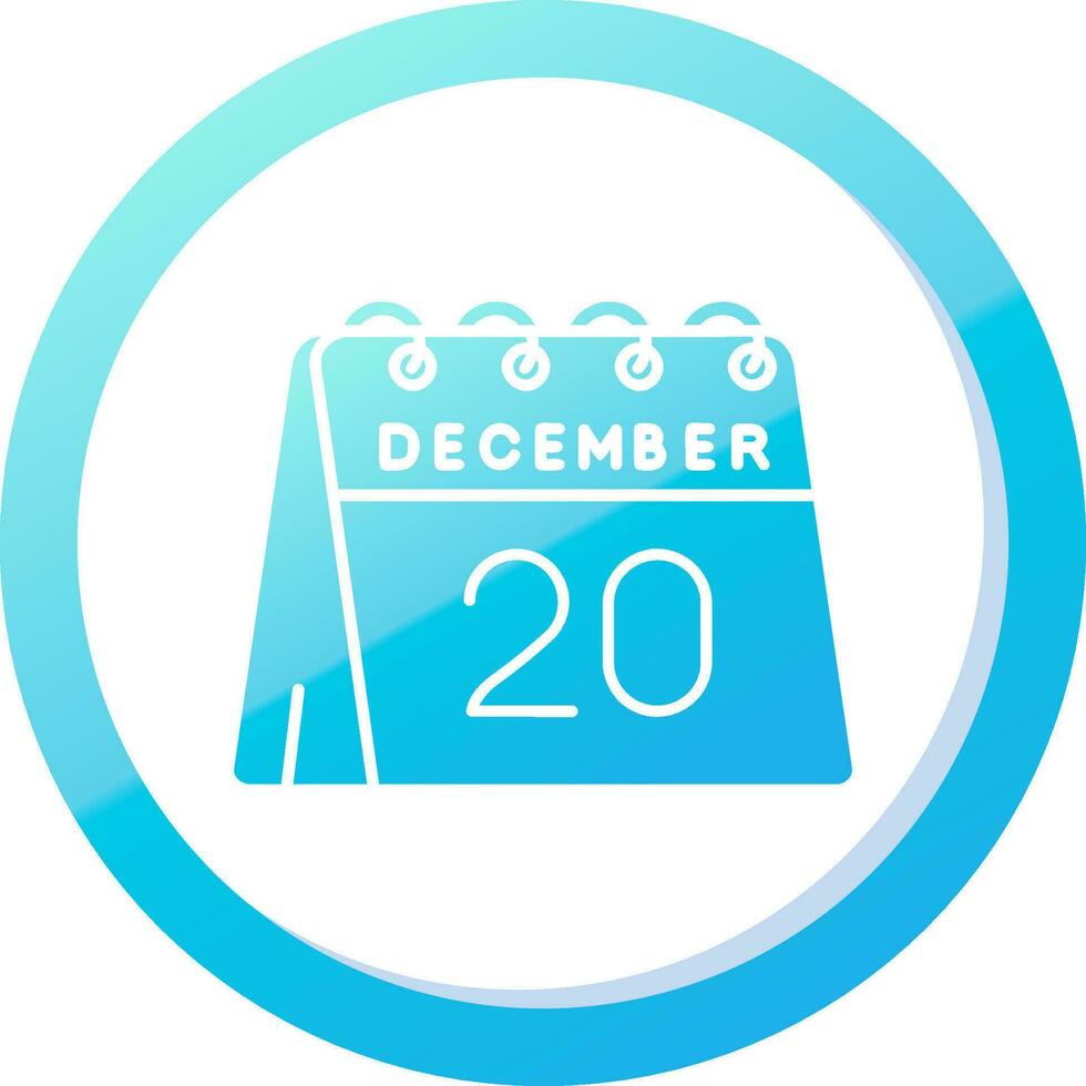 20 do dezembro sólido azul gradiente ícone vetor