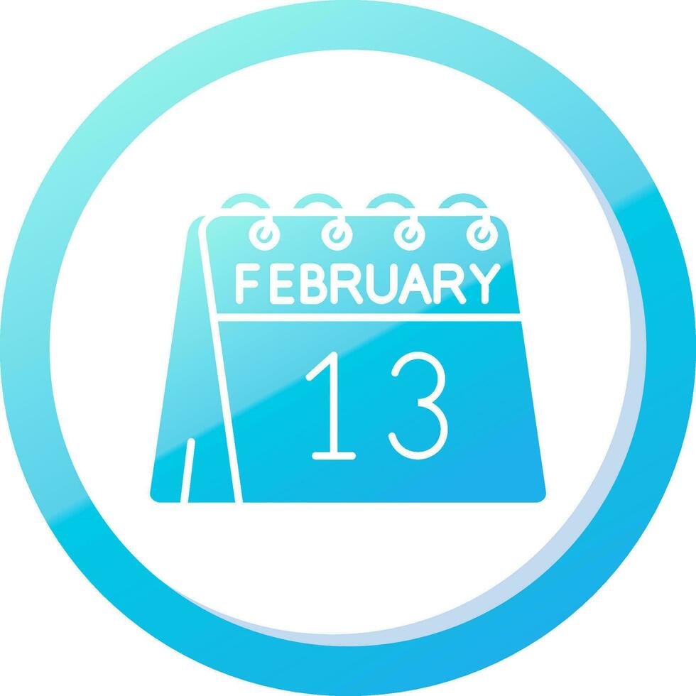 13º do fevereiro sólido azul gradiente ícone vetor